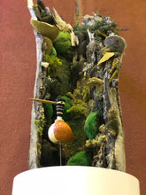 Kép betöltése a galériamegjelenítőbe: Farönk zuzmóval, kerámiamadárral
